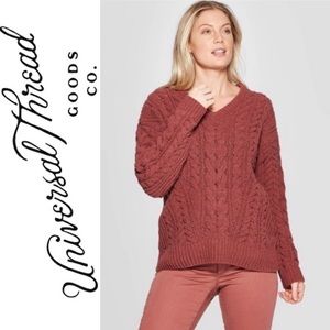 NEW Universal Thread Chenille V Neck Sweater. Plum Burgundy Purple, size XS